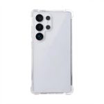 Rixus Anti-Burst Transparent Case on Samsung Galaxy S25 Ultra displaying clear bumper and reinforced corners