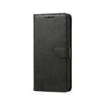 Samsung Galaxy S26 Ultra black smart velvet wallet case, matte PU leather, with card slots and magnetic closure
