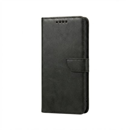 Samsung Galaxy S26 Ultra black smart velvet wallet case, matte PU leather, with card slots and magnetic closure