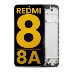 Refurbished black LCD display assembly with frame for Xiaomi Redmi 8 and Redmi 8A, front view
