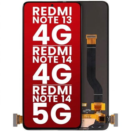 OLED display and touch digitizer assembly for Xiaomi Redmi Note 13/14 4G 5G, black, center punch-hole, premium quality