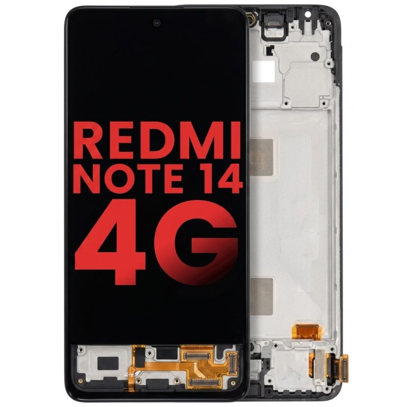 OLED display assembly with frame for Xiaomi Redmi Note 14 4G, premium aftermarket replacement, all colors