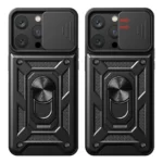 Honor 400 Black Defender Slide Case with Camera Cover & Ring Stand