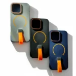 Loop Thin MagSafe iPhone 14 Case Grey with Orange Grip & Lanyard