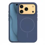 MagSafe Silicone Case for iPhone 17 Pro Max, Navy Blue, Gold Camera Bezel