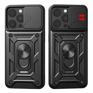 Rugged Defender Slide Case for Samsung Galaxy A32 4G, Black, Kickstand