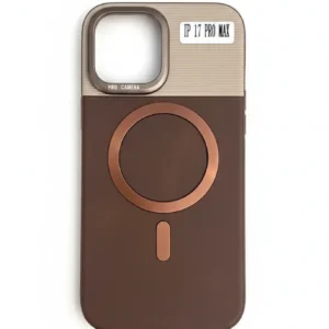 Brown Leather-Style MagSafe Case with Lens Protector for iPhone 17 Pro Max