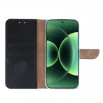 Rixus Black Smart View Leather Wallet Case for Xiaomi 17 Pro