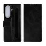 Rixus Samsung Galaxy Z Fold 7 Wallet Case with Pen Holder, Black