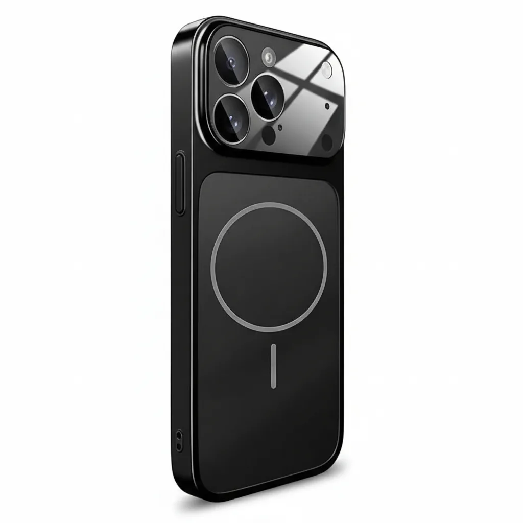 DF-ACC-CASE-0225-01 iPhone 17 Pro Max Matte Glass MagSafe Case with Full Lens Protection, Black