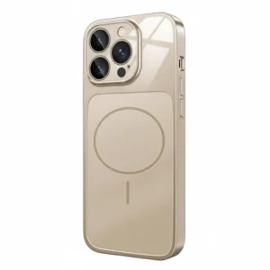 iPhone 14 Pro Max MagSafe Matte Glass Case – Gold, Lens Protector