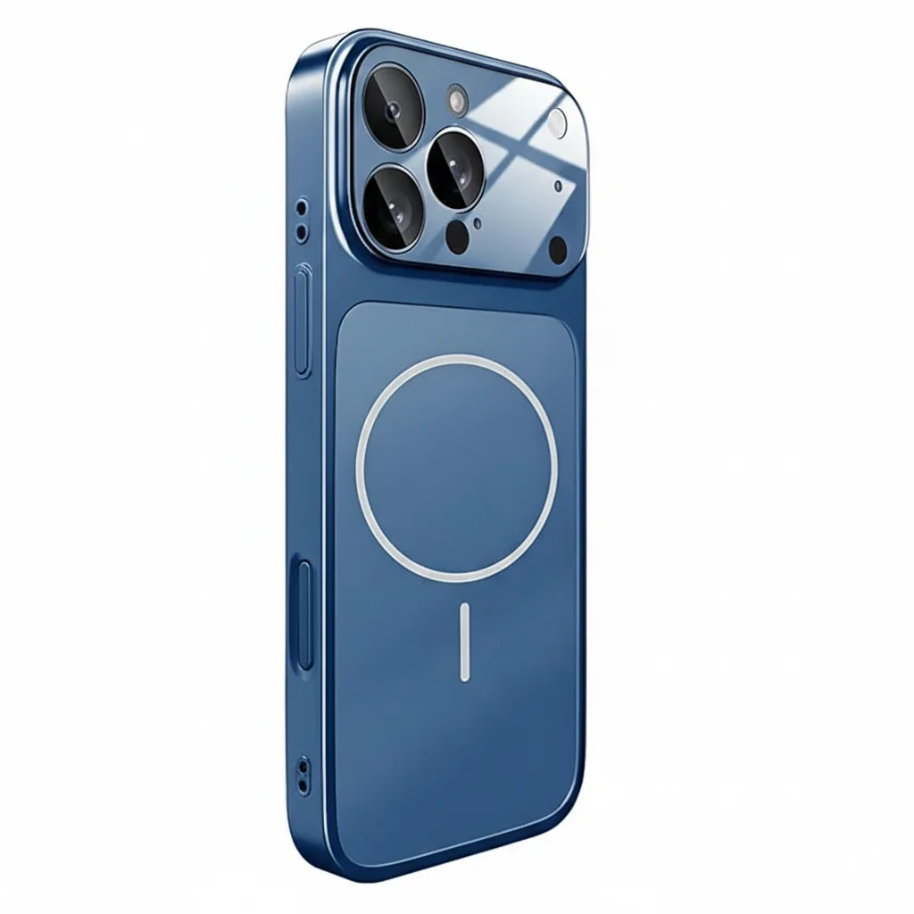 DF-ACC-CASE-0233-01 iPhone 17 Pro Max MagSafe Luxury Glass Matte Blue Protective Case