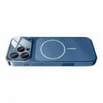 iPhone 17 Pro Max MagSafe Luxury Glass Matte Blue Protective Case