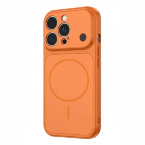 iPhone 17 Pro Max Orange Matte Glass MagSafe Case with Camera Shield