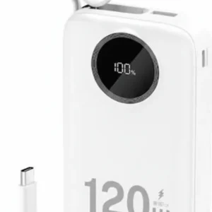 Dudao K13Pro 20000mAh Power Bank, 22.5W, USB-C/Lightning, LED Display, White