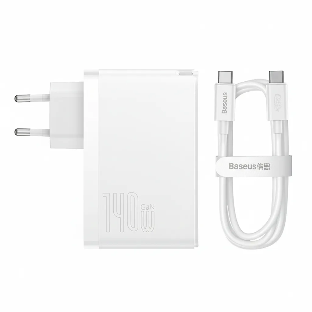 DF-XO-CHGR-0002-01 Baseus GaN5 Pro 140W 3-Port Fast Charger with 240W USB-C Cable, White