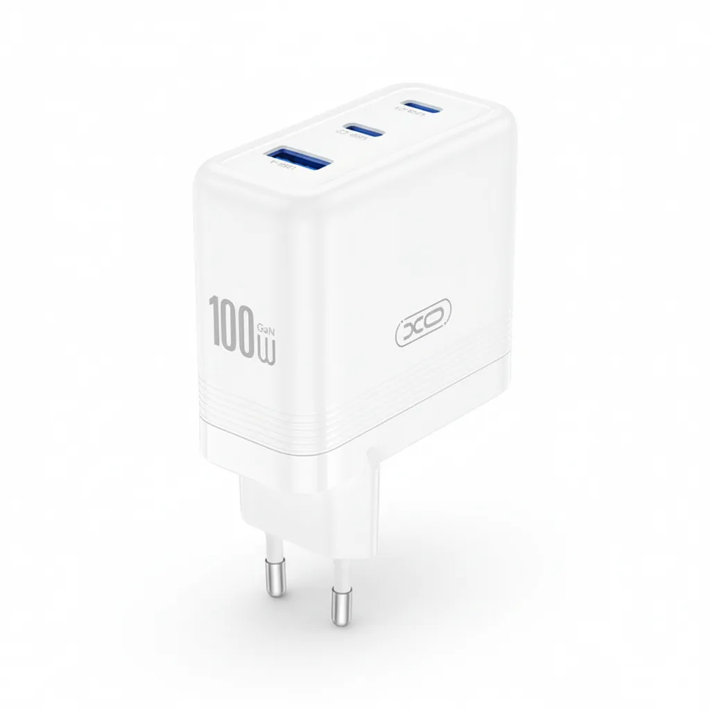 DF-XO-CHGR-0003-01 XO 100W GaN 3-Port USB-C Wall Charger, Fast Charging, White