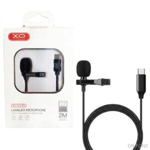 XO MKF-02 2M Type-C lavalier microphone, clip-on lapel design, for smartphones and USB-C devices