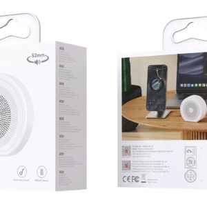 XO F61 Mini Wireless Speaker in white, compact portable Bluetooth audio device, ideal for travel and everyday use