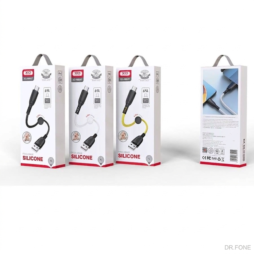 DRFONE-IMG-2673 Suluo Series 25cm portable silicone Type-C data cable with cable clip, flexible and tangle-resistant design