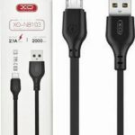 XO NB103 Micro USB 2.1A fast charging cable in black, suitable for smartphones and tablets