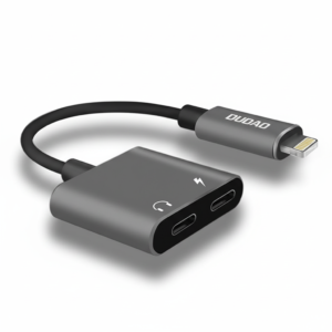 DUDAO 2-in-1 Dual Lightning Audio & Charging Splitter for iPhone; durable, compact adapter for charging and listening