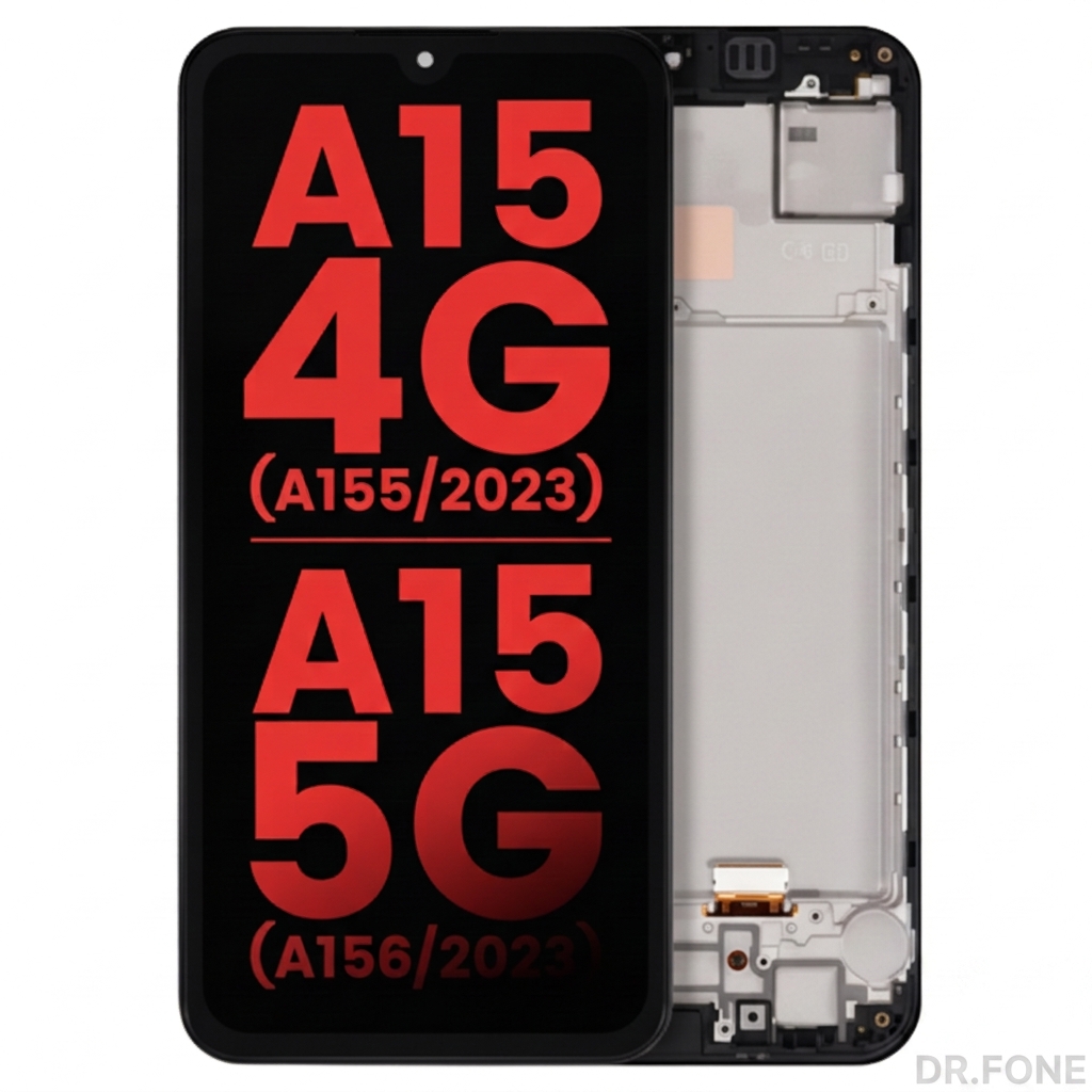 DRFONE-IMG-2131 OLED Screen Assembly with Frame for Samsung Galaxy A15 A155 A156 2023 replacement, display, and digitizer