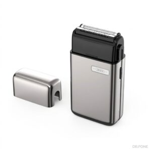 XO CF8 Cordless Electric Foil Shaver in compact gray, travel-friendly design, dual-blade foil system, USB rechargeable