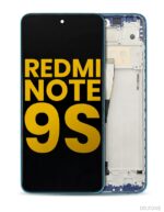 Refurbished LCD assembly with frame for Xiaomi Redmi Note 9S in Aurora Blue, full replacement module