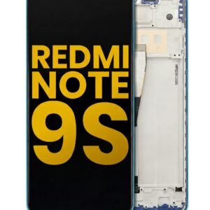 Refurbished LCD assembly with frame for Xiaomi Redmi Note 9S in Aurora Blue, full replacement module