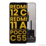 Refurbished LCD screen assembly for Xiaomi Redmi 12C, Redmi 11A, and Poco C55, no frame, compatible with all colors