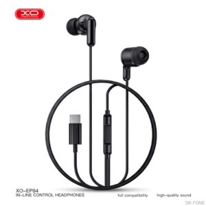 XO EP84 Type-C Wired In-Ear Headphones with Mic, Black
