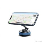 MagSafe Magnetic Car Phone Mount with rotating suction base, dual-hinge arm, and metallic black finish for secure in-car phone holding