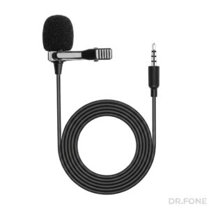 XO-MKF 01 Lavalier Microphone with line control and 3.5mm jack, clip-on design for hands-free recording