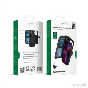 Rixus Duo Magnetic Detachable Wallet Case for iPhone 17 in black, magnetic and detachable design