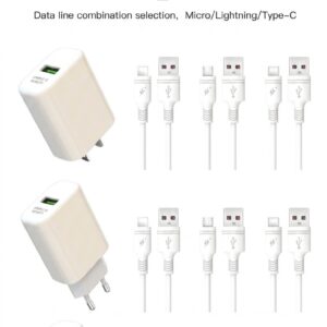 XO L85D QC3.0 18W UK charger with Lightning cable NB111, fast charge, compact, compatible with Apple devices