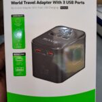 Rixus world travel adapter with 3 USB PORTS