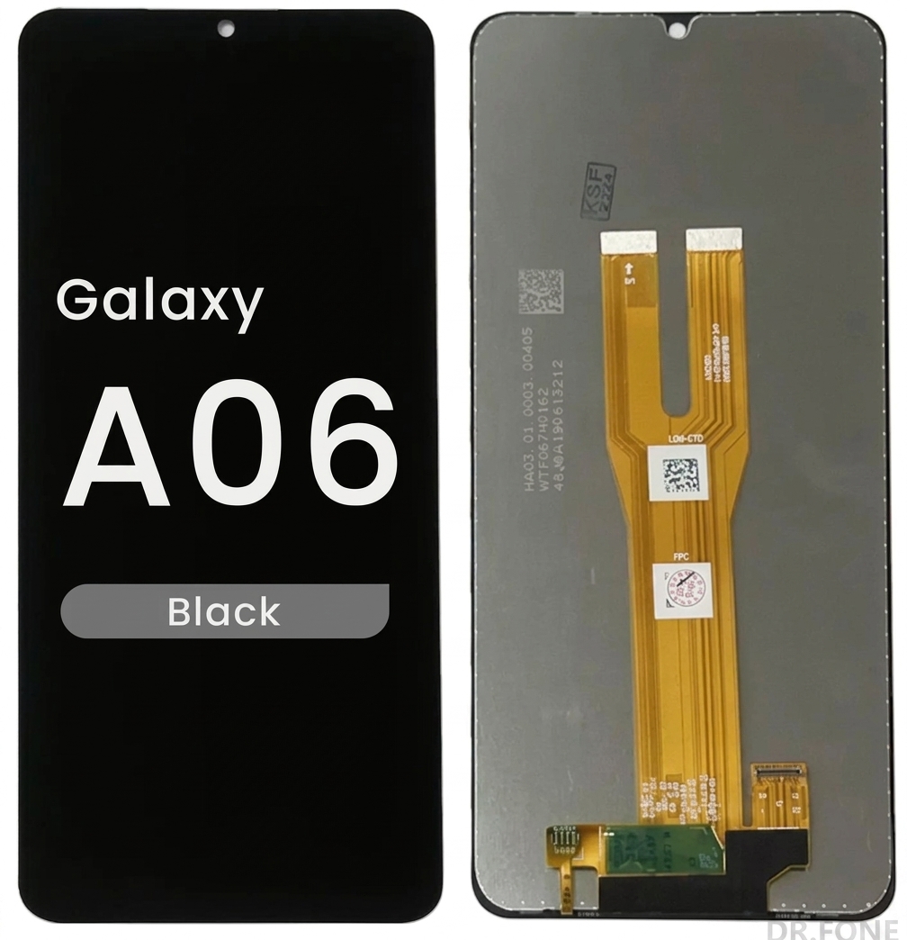 DRFONE-IMG-2149 Samsung Galaxy A06 SM-A065 LCD display replacement screen in black for 2024 model, compatible with original device