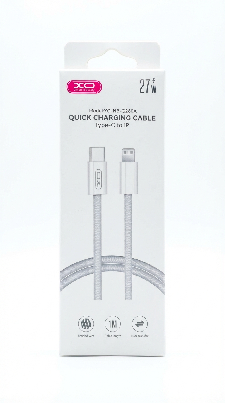 DRFONE-IMG-1 NB-Q260C 27W 3m braided USB-C to Lightning fast charging cable for Apple devices, extra-long and durable