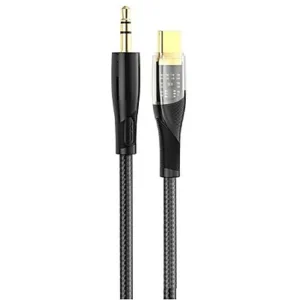 NB-R241A Lightning to 3.5mm Transparent Audio Cable with clear design, suitable for iPhone and iPad