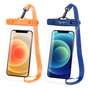 Waterproof Phone Bag in black with zipper closure, universal fit protective case for smartphones