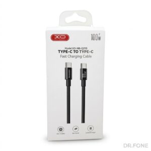 XO THREEKEY 100W USB-C to USB-C Fast Charging Data Cable, Black