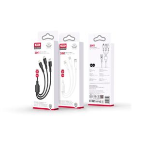 XO NB230 Rock Series Lightning Data Cable, 2.4A output, compatible with Apple Lightning devices, durable and flexible design
