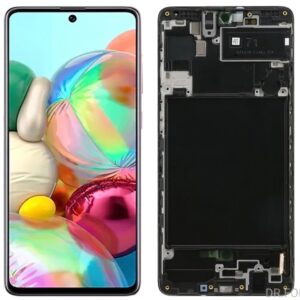 Samsung Galaxy A71 LCD display with frame replacement, compatible, high-quality, suitable for device repairs