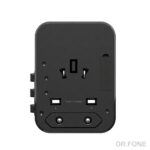 Rixus 25W GaN Universal Travel Adapter with 3 USB Ports – Black