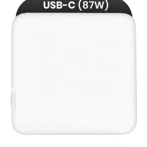 87W USB-C Power Adapter OEM Grade A for MacBook, iMac, and USB-C devices – fast charging, foldable prongs, compact design.