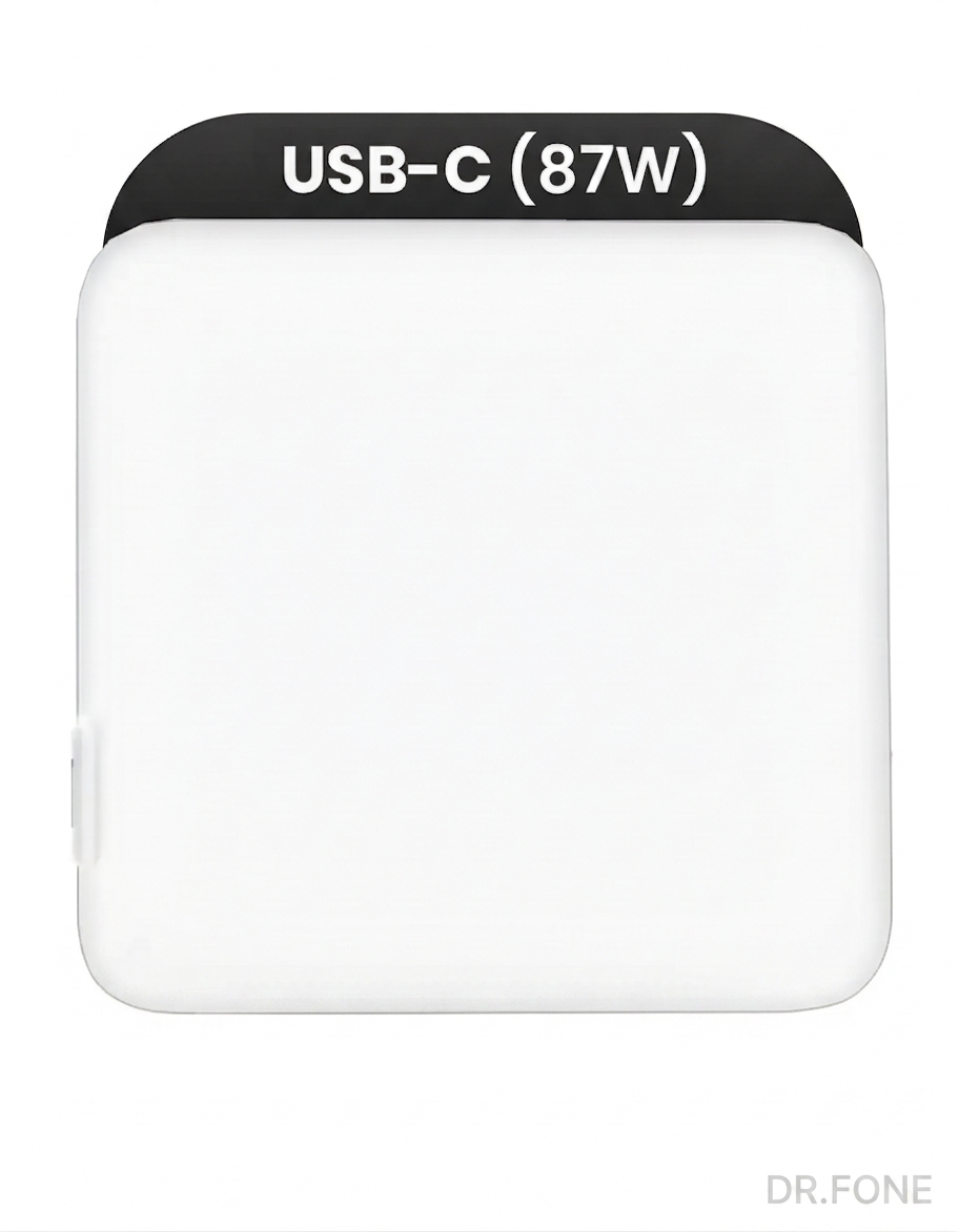 DRFONE-IMG-2351 87W USB-C Power Adapter OEM Grade A for MacBook, iMac, and USB-C devices – fast charging, foldable prongs, compact design.