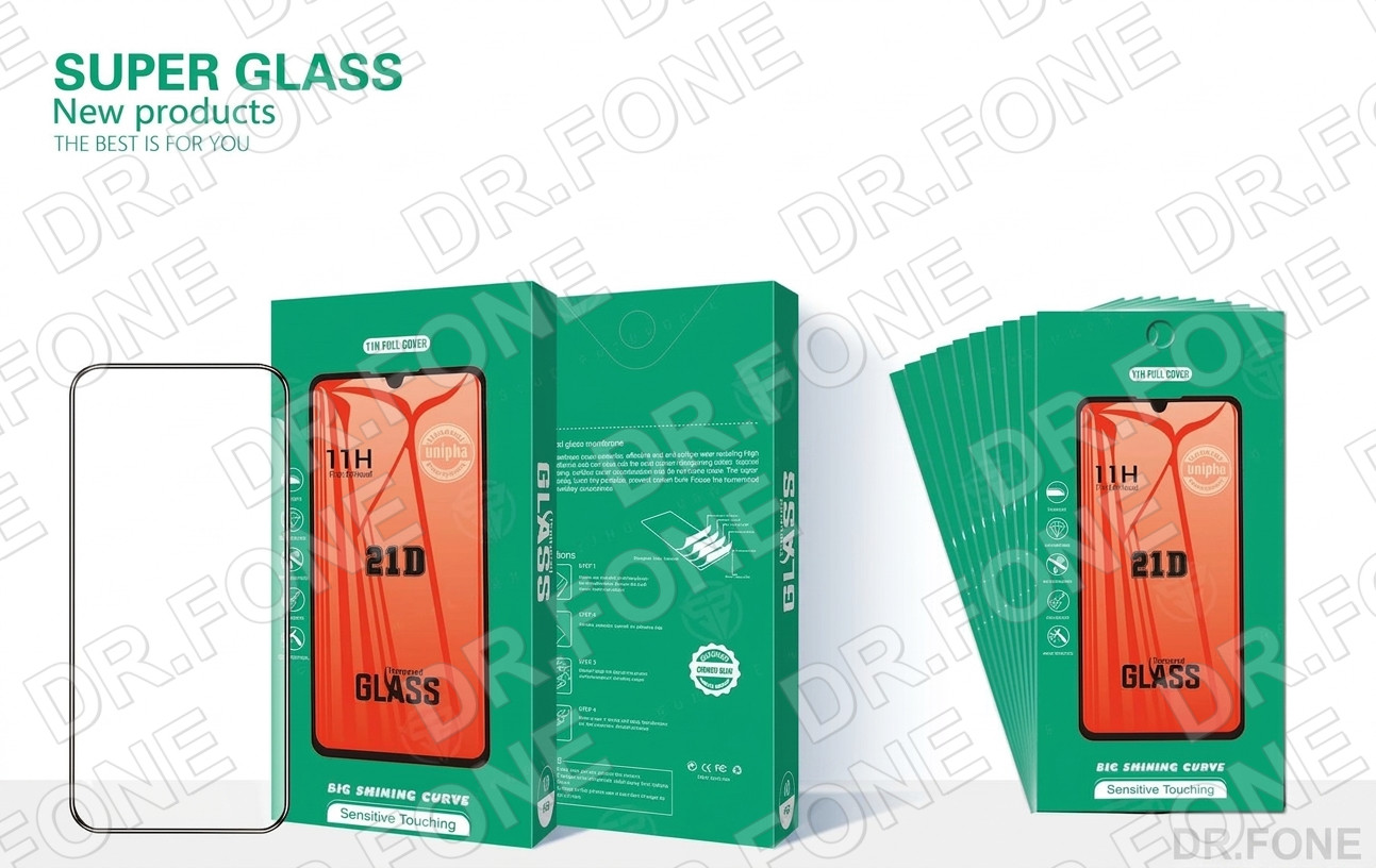 DRFONE-IMG-1 Samsung Galaxy A55 3D clear tempered glass screen protector for full edge-to-edge display protection.