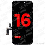 iPhone 16 Soft OLED Screen Assembly, Premium XO7 replacement part, includes digitizer and flex cable for easy installation