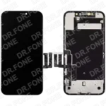 Refurbished iPhone 11 LCD assembly with pre-installed steel plate in black, compatible with iPhone 11